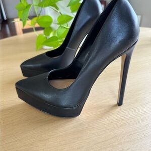 Aldo Black Leather Platform Stiletto Heels
